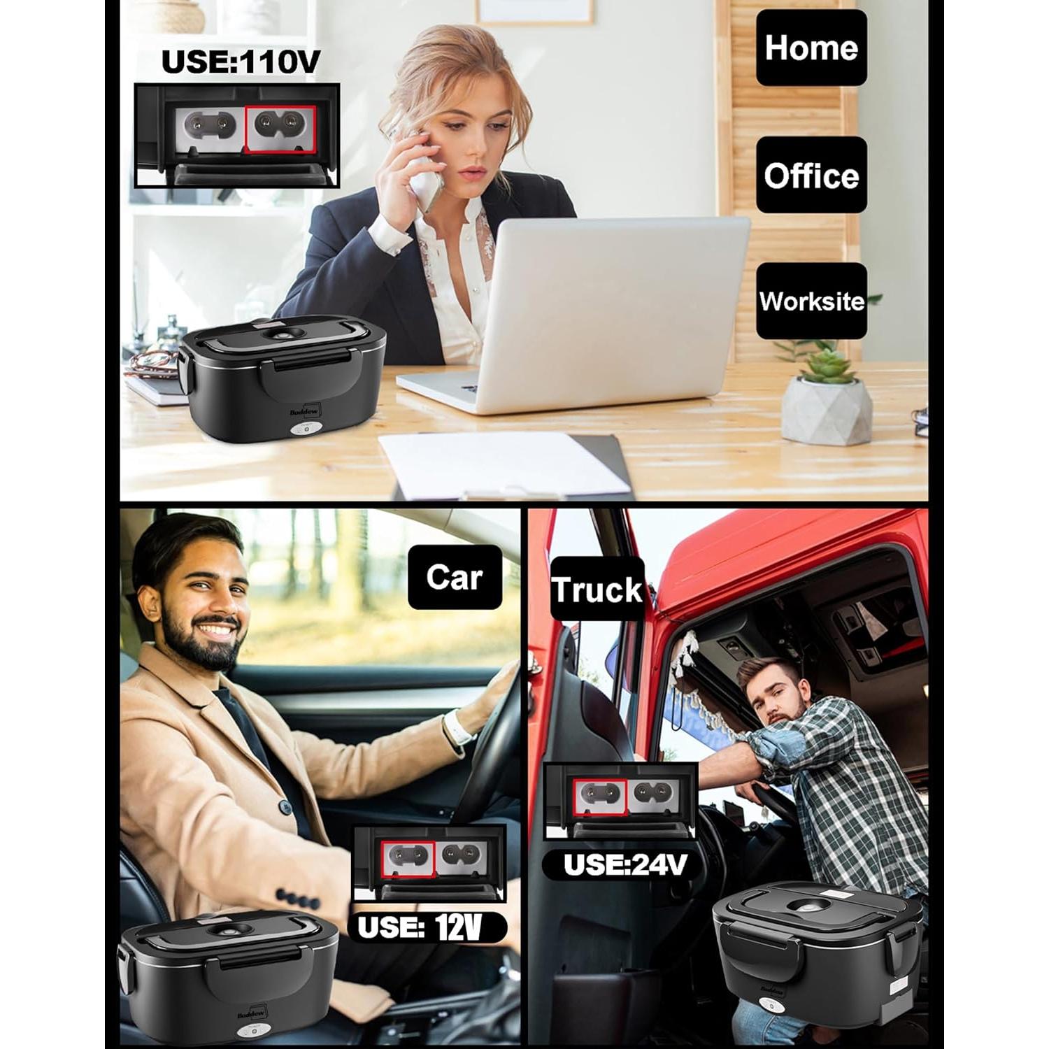 Caja de Almuerzo Eléctrica Buddew 1.5L Acero Inoxidable 80W