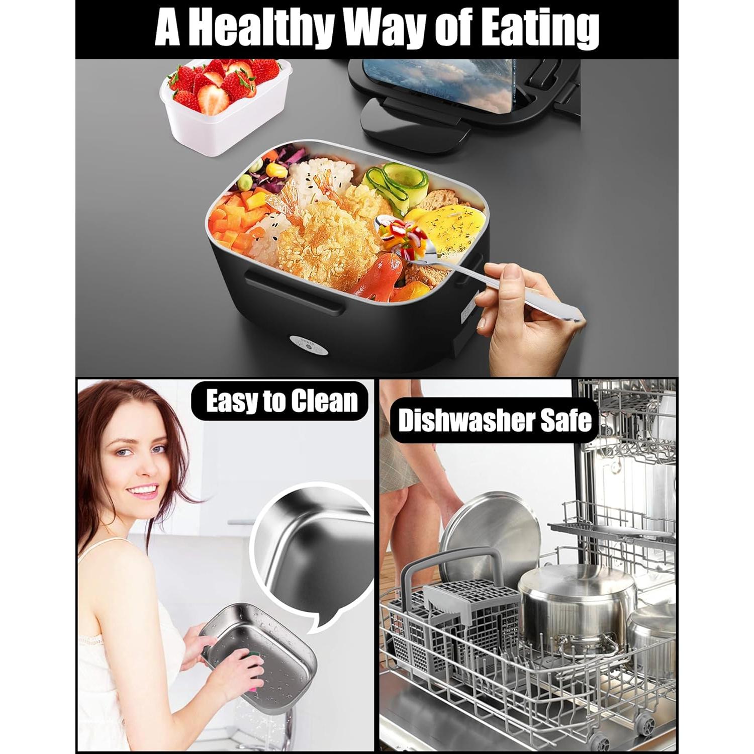 Caja de Almuerzo Eléctrica Buddew 1.5L Acero Inoxidable 80W