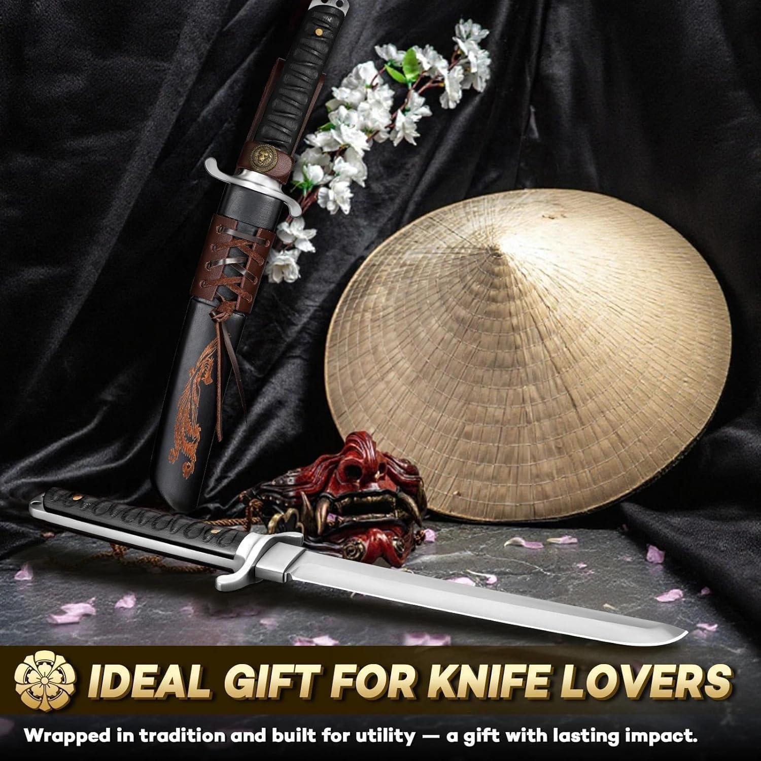 Cuchillo Tanto FUSIONKEI con Funda Tallada de Dragón 40.6cm