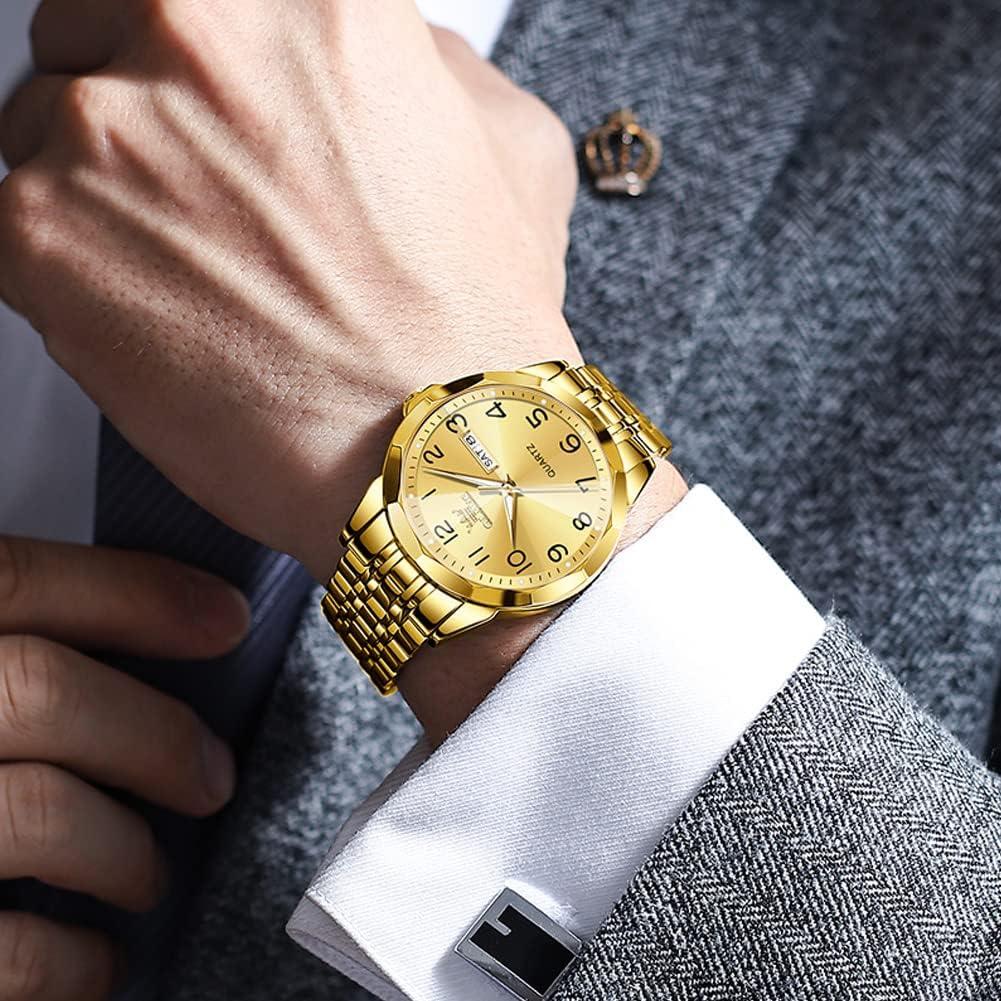 Reloj de Pulsera OLEVS Unisex Cuarzo Acero Inoxidable Dorado