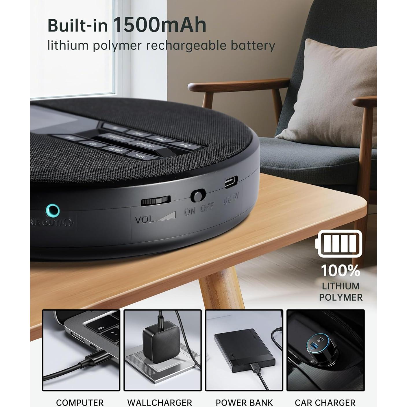 Reproductor de CD Portátil SFOOEOJ C-07 con Altavoces y USB