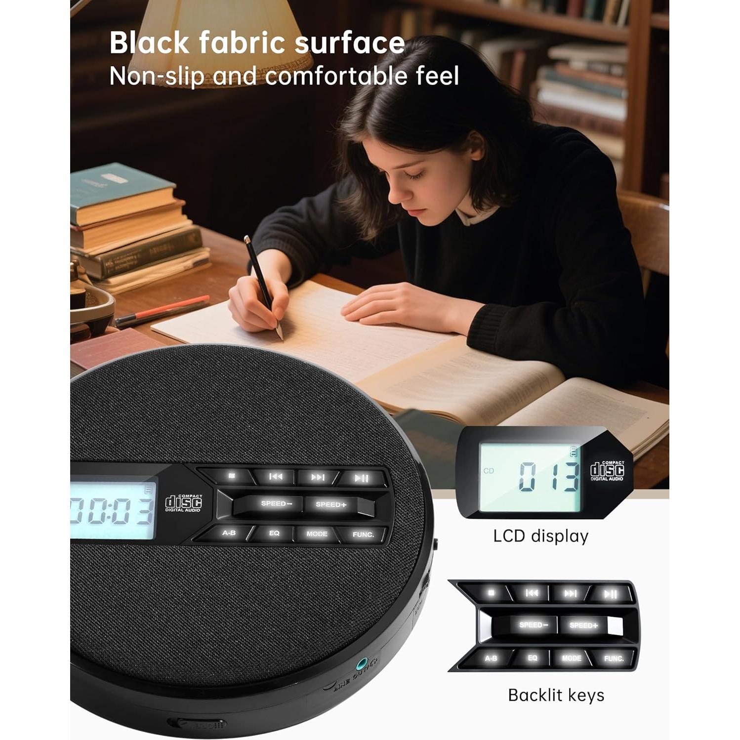 Reproductor de CD Portátil SFOOEOJ C-07 con Altavoces y USB