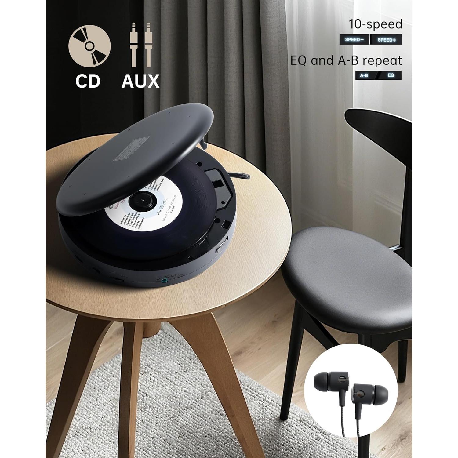 Reproductor de CD Portátil SFOOEOJ C-07 con Altavoces y USB