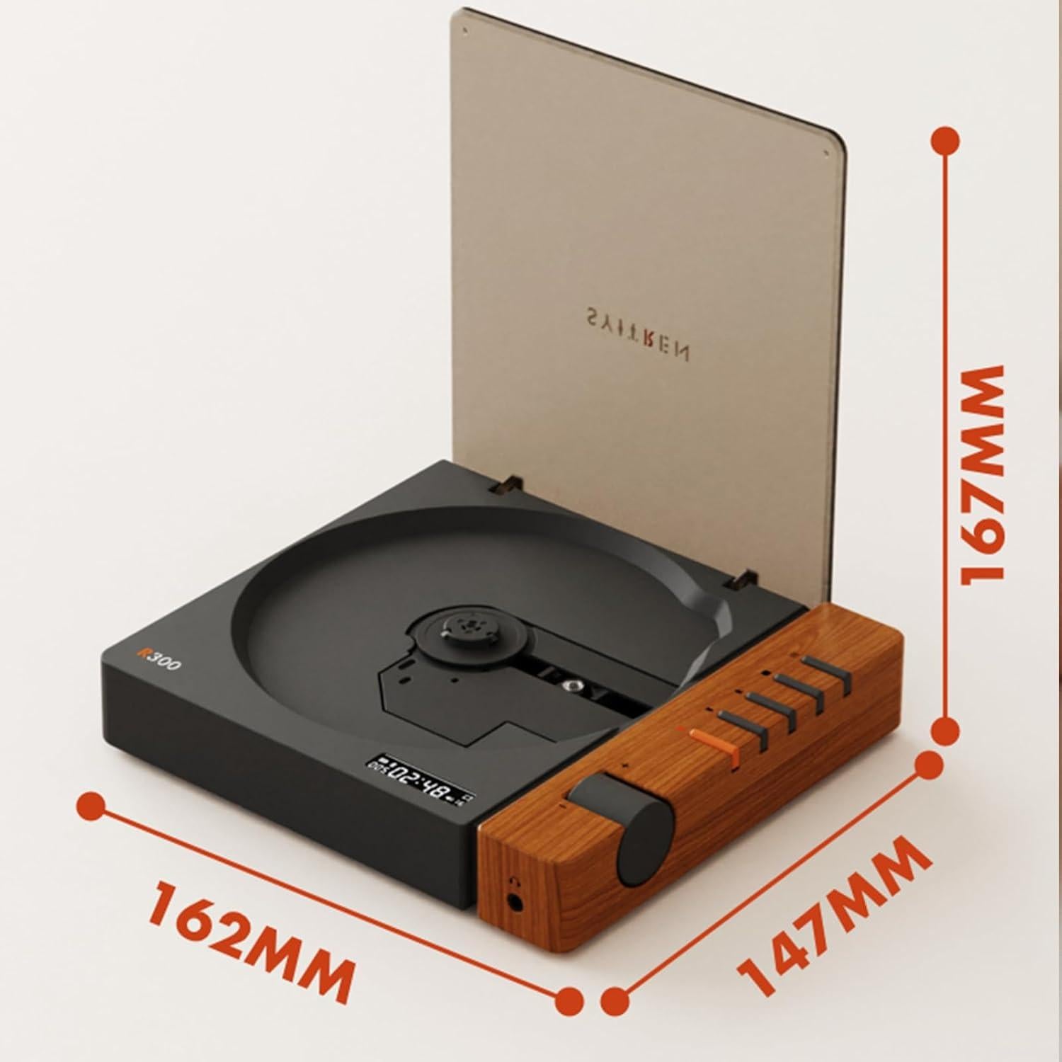 Reproductor de CD R300 Bluetooth Retro Compacto 2000mAh Marrón