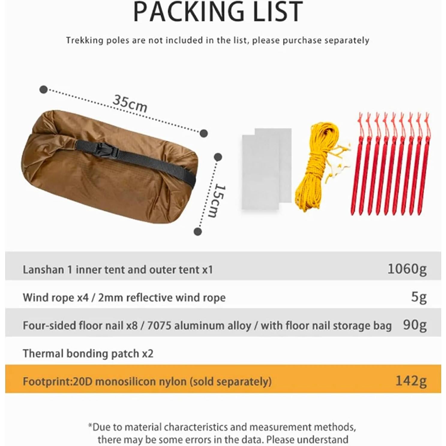 Tienda de Camping Ultraligera 3FULGEAR Lanshan 2 para 2 Personas