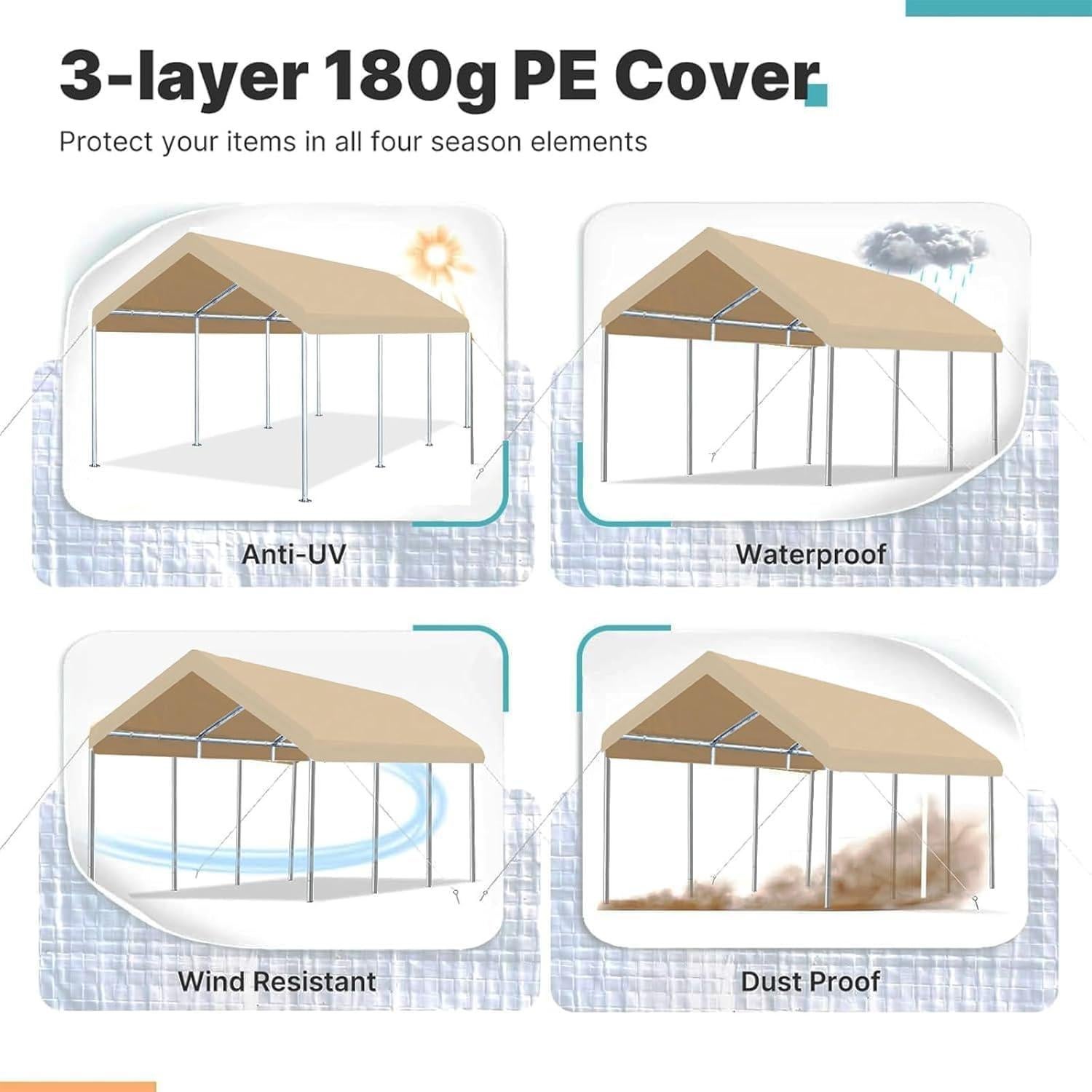 Cubierta Superior de Reemplazo para Carport FORALEBEN 3.05x6.1m