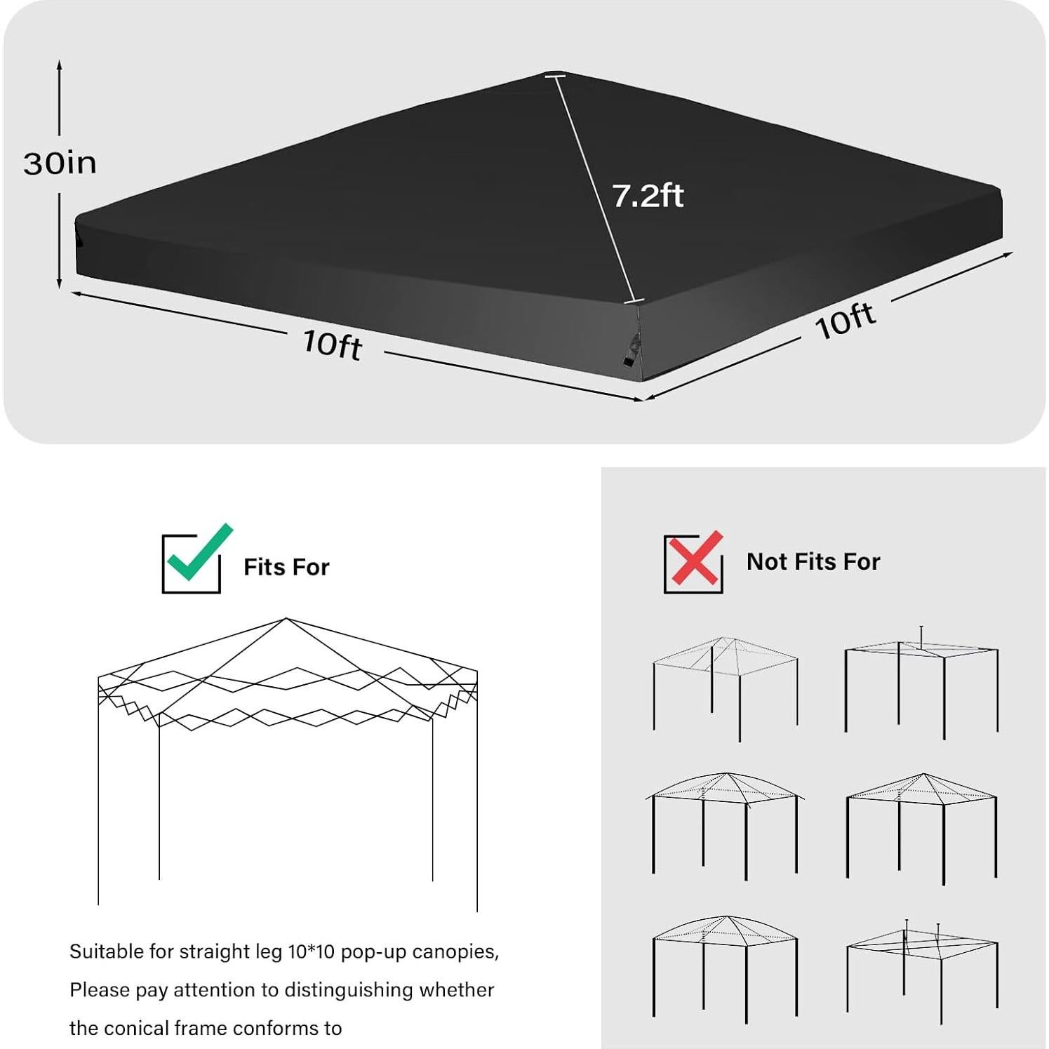 Cubierta de Reemplazo para Carpa 10x10 pies MALOROY Negra