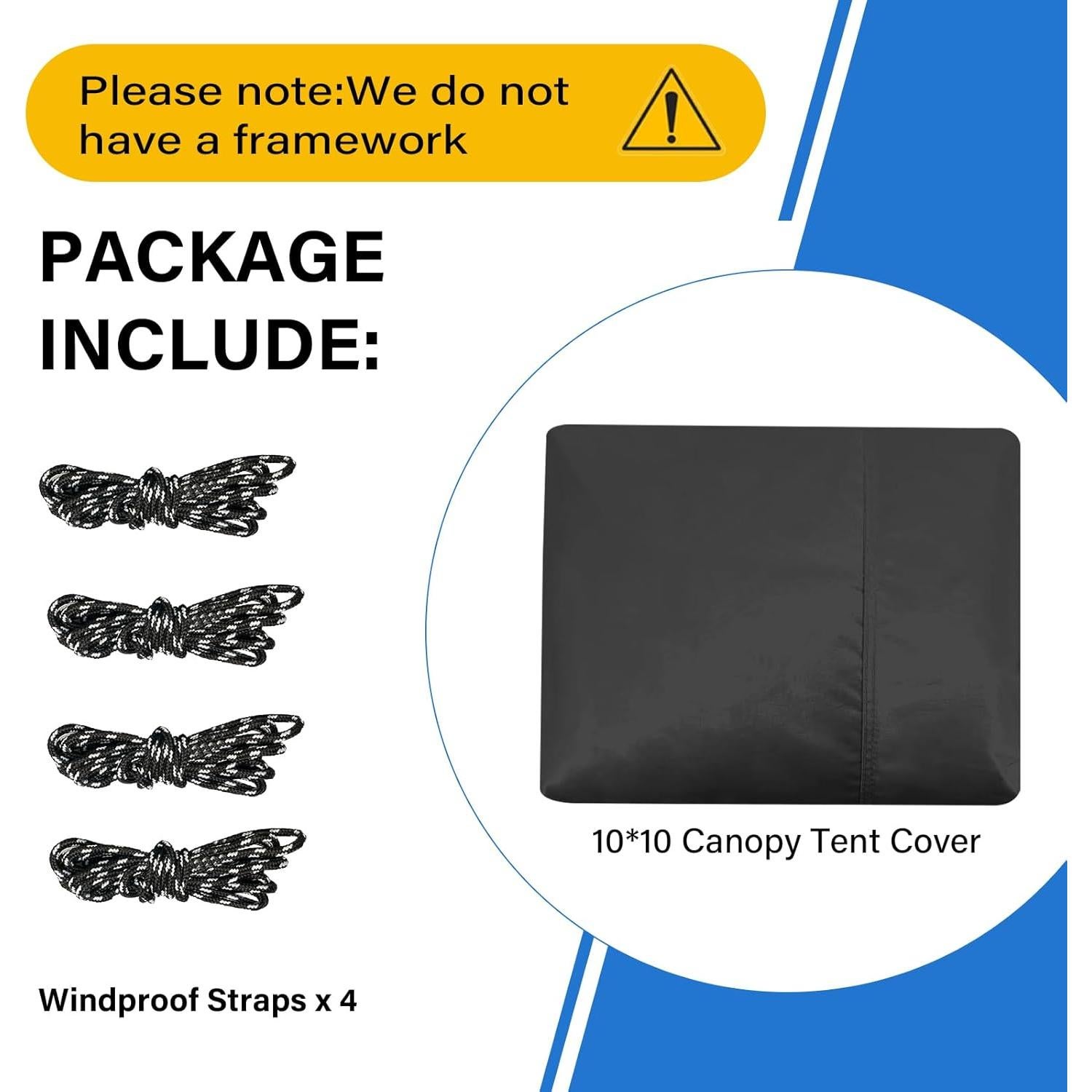 Cubierta de Reemplazo para Carpa 10x10 pies MALOROY Negra