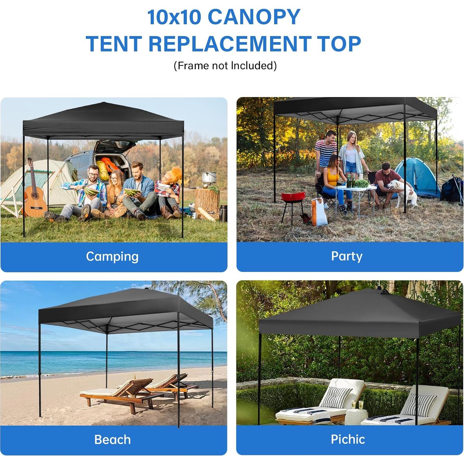 Cubierta de Reemplazo para Carpa 10x10 pies MALOROY Negra