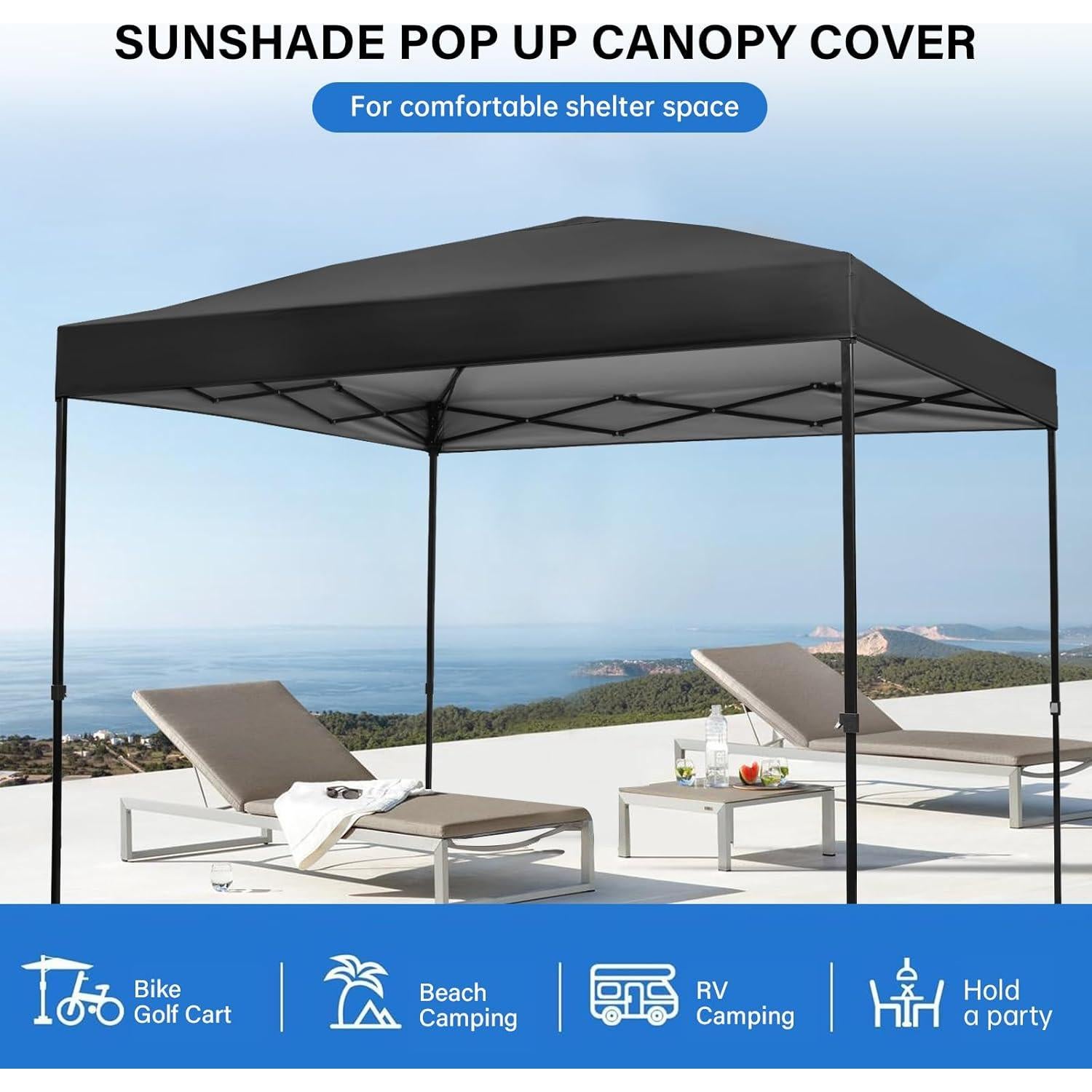 Cubierta de Reemplazo para Carpa 10x10 pies MALOROY Negra