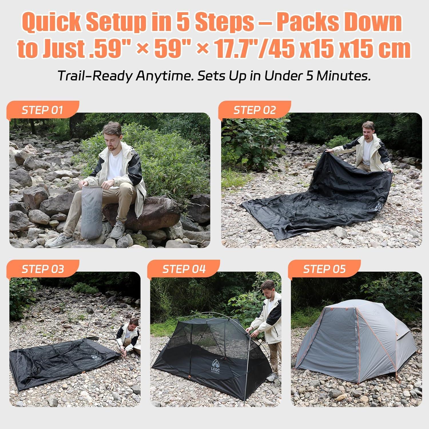 Carpa de Camping LEQC Ultra Aether 2P Impermeable 5000mm