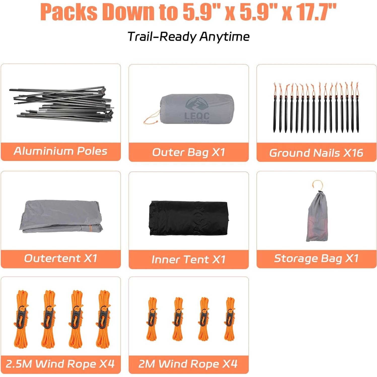 Carpa de Camping LEQC Ultra Aether 2P Impermeable 5000mm