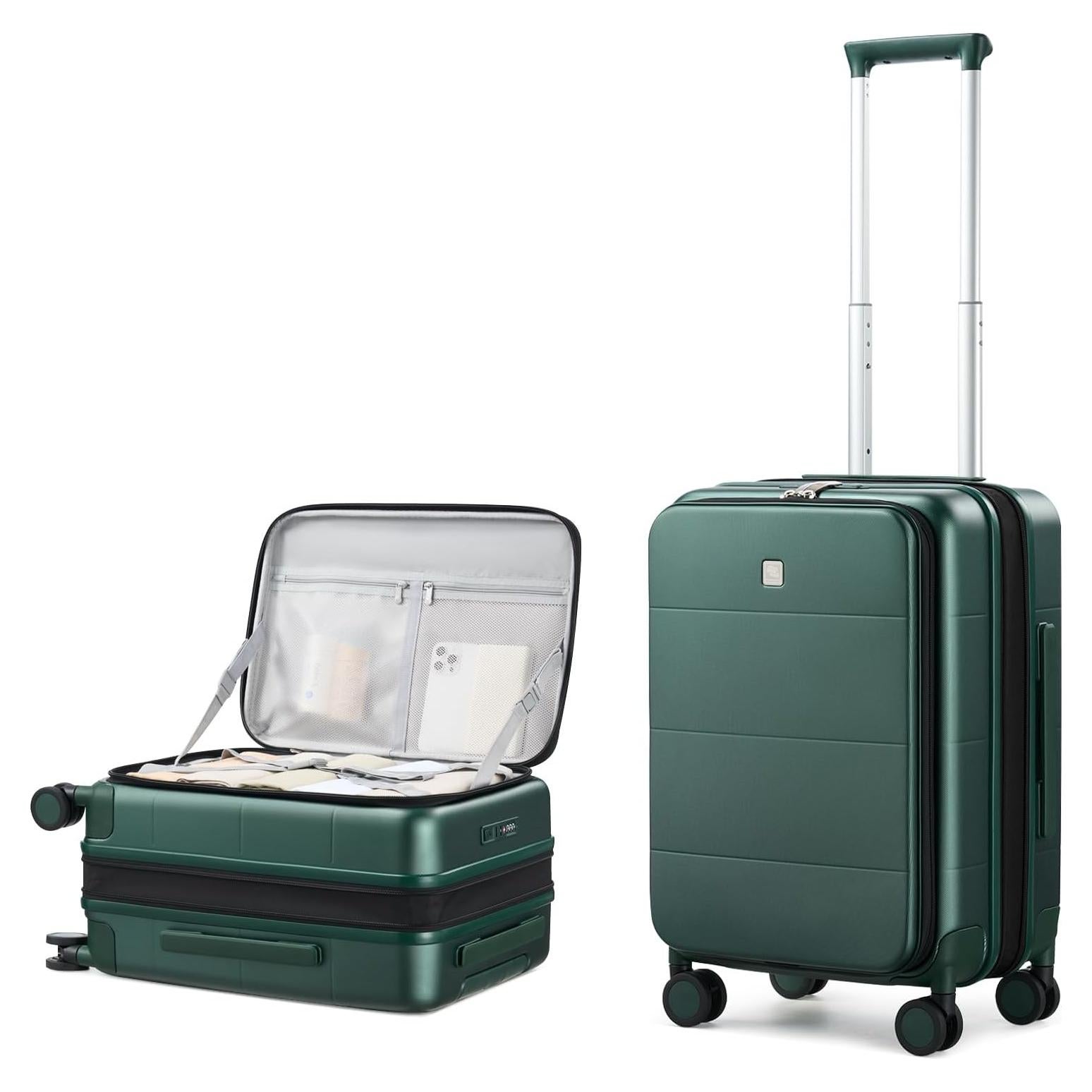 Maleta Dura Expandible Hanke 20" Verde Oscuro 46L TSA