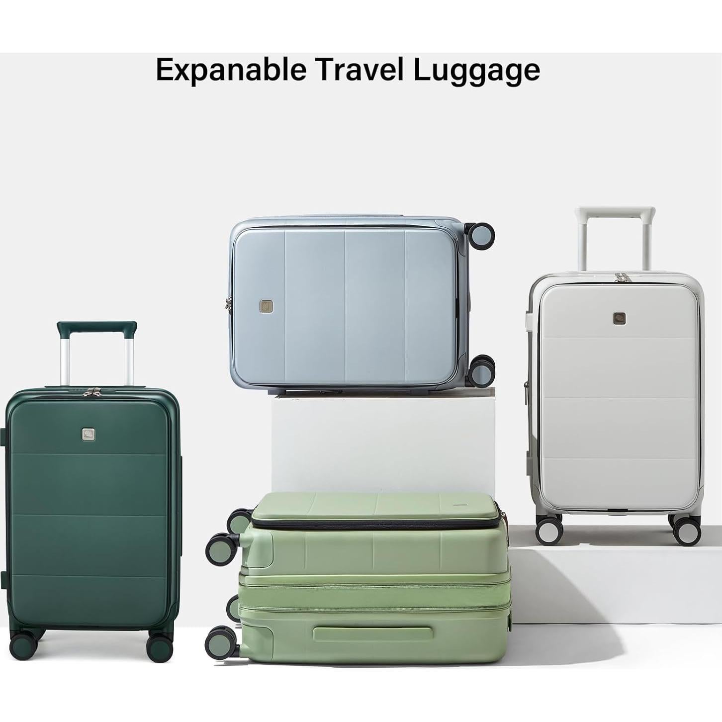 Maleta Dura Expandible Hanke 20" Verde Oscuro 46L TSA