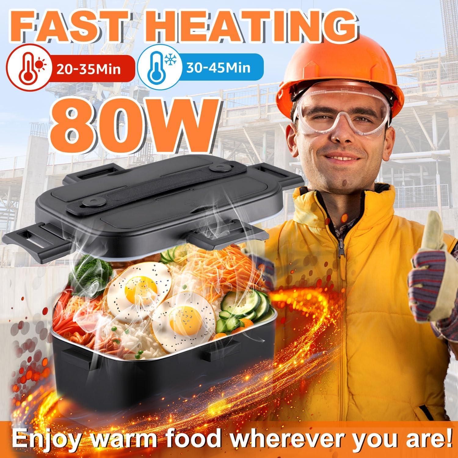 Caja de Almuerzo Eléctrica Nifogo 80W 1.8L Portátil Negro