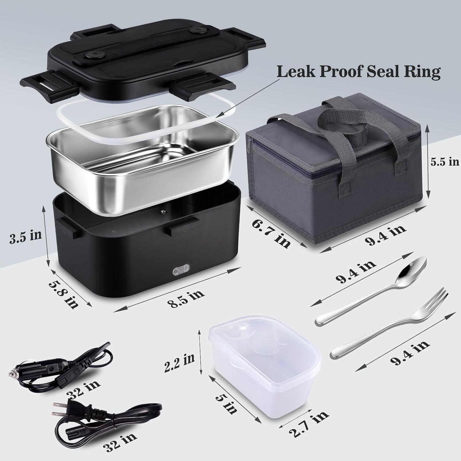Caja de Almuerzo Eléctrica Nifogo 80W 1.8L Portátil Negro