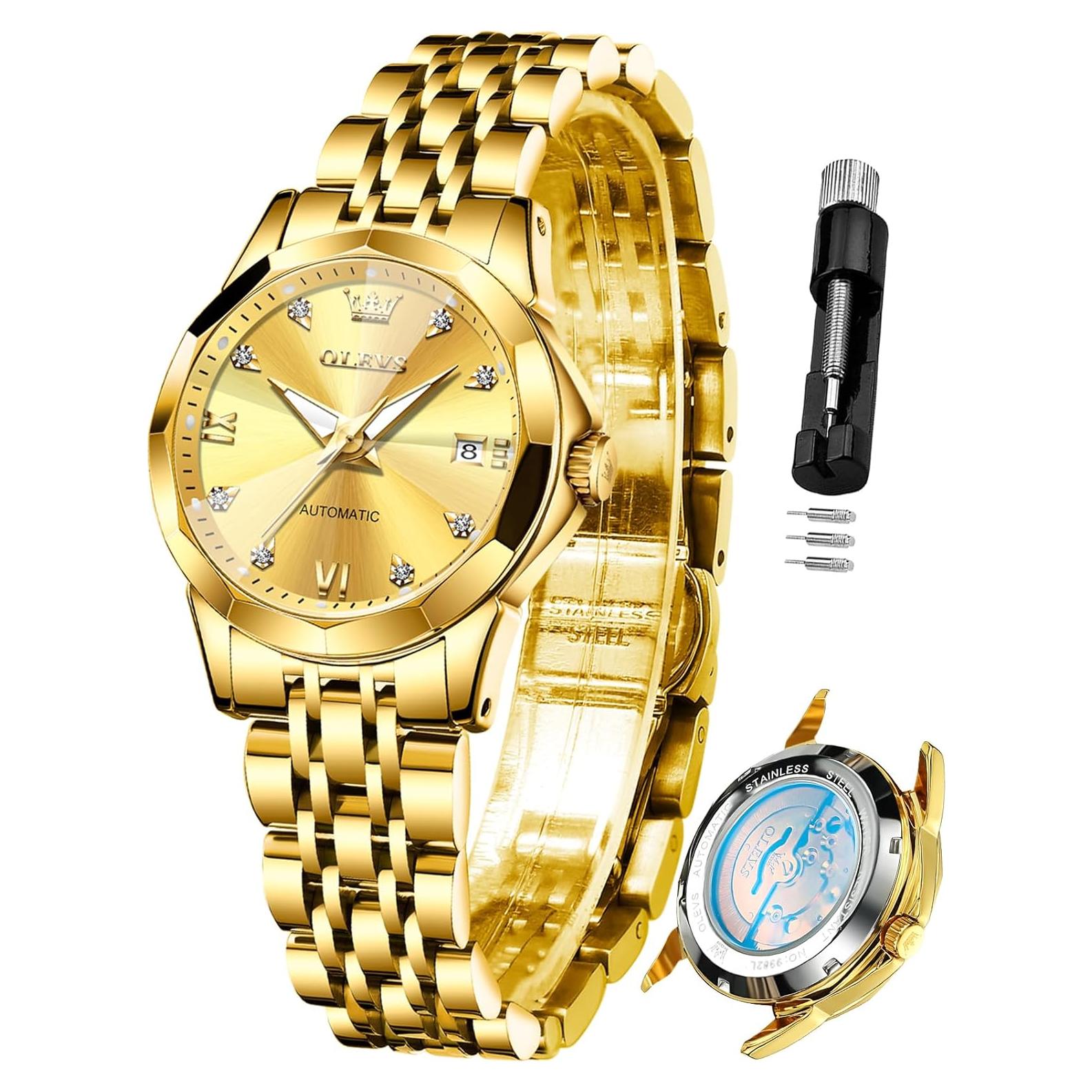 Reloj Automático OLEVS para Mujeres con Diamantes Acero Inoxidable