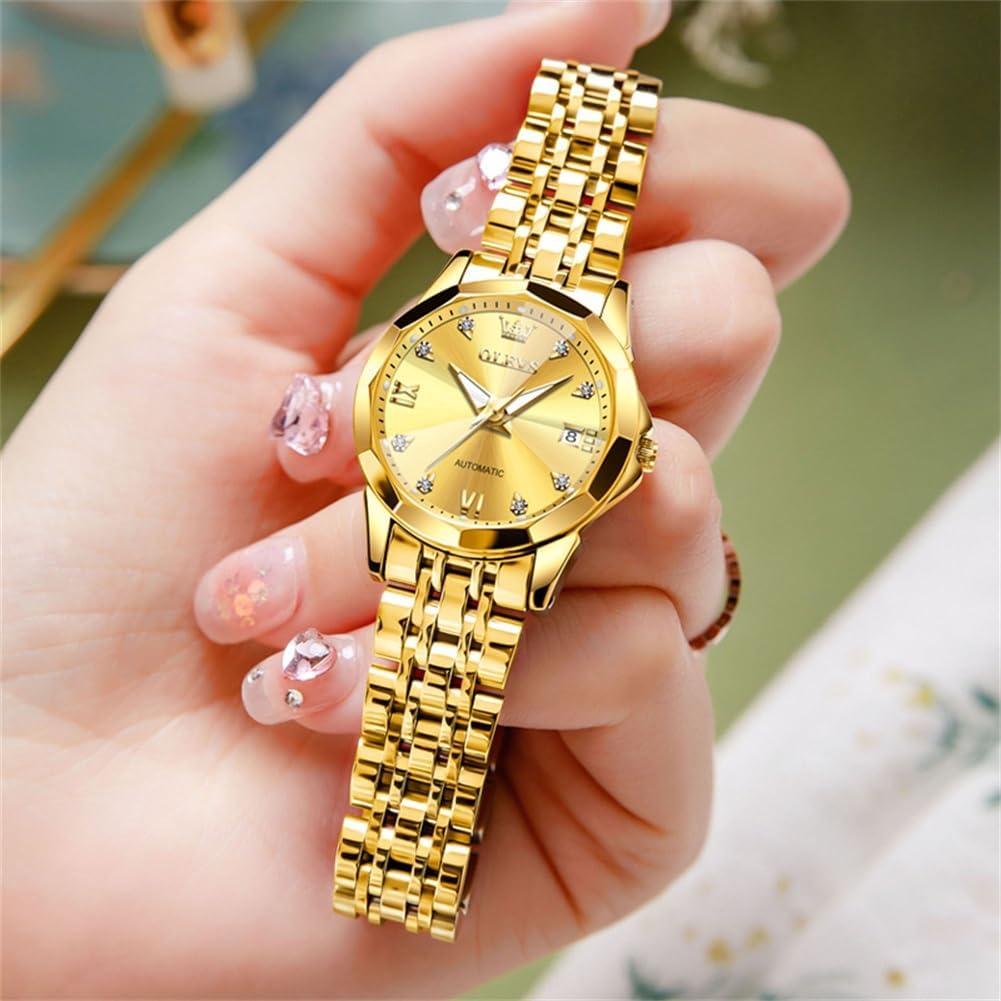 Reloj Automático OLEVS para Mujeres con Diamantes Acero Inoxidable