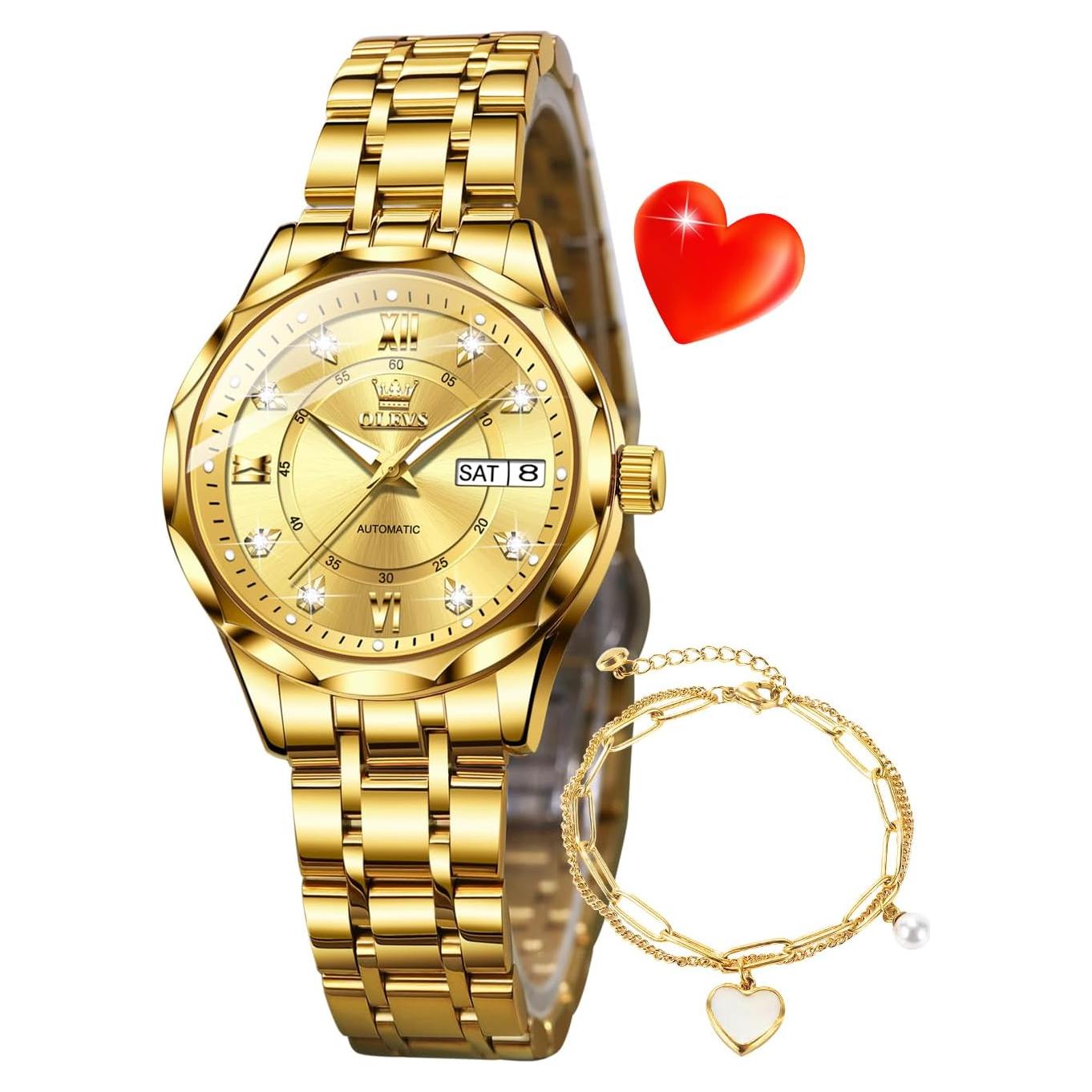 Reloj de Pulsera OLEVS para Mujeres Automático 34mm Dorado