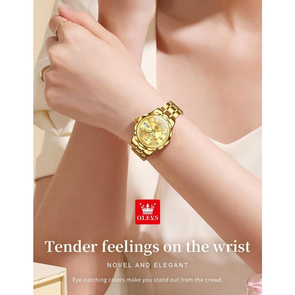 Reloj de Pulsera OLEVS para Mujeres Automático 34mm Dorado