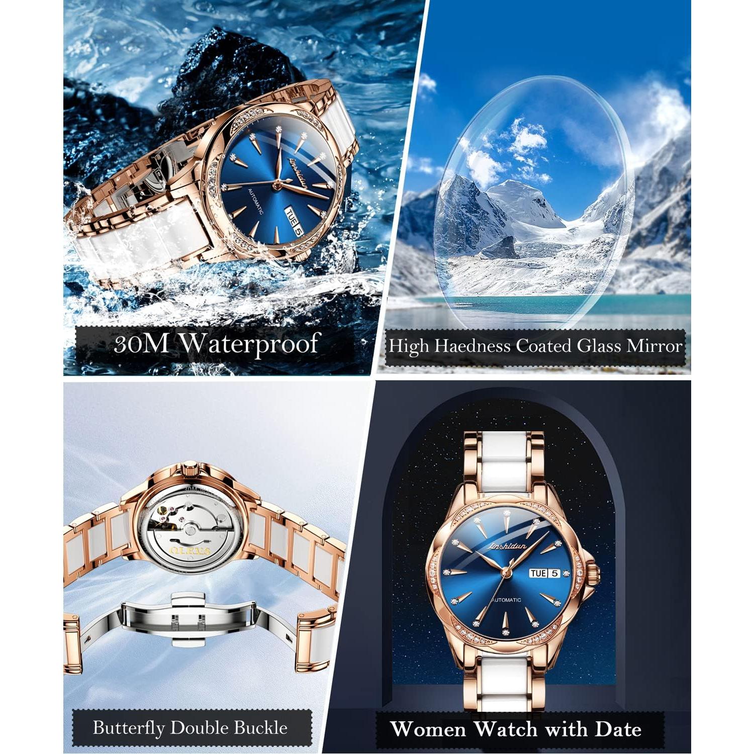 Reloj Automático de Pulsera OLEVS para Mujeres Oro Rosa Cerámica