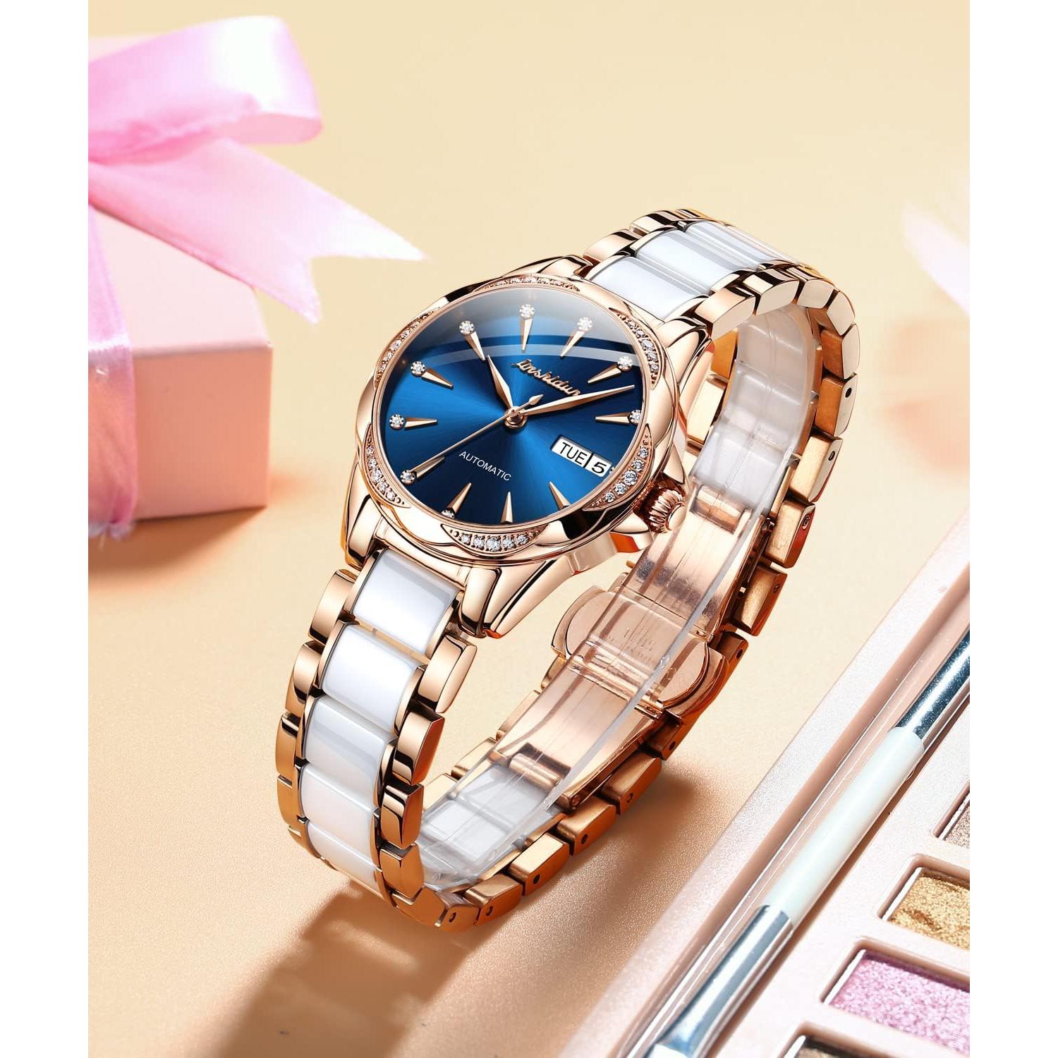 Reloj Automático de Pulsera OLEVS para Mujeres Oro Rosa Cerámica