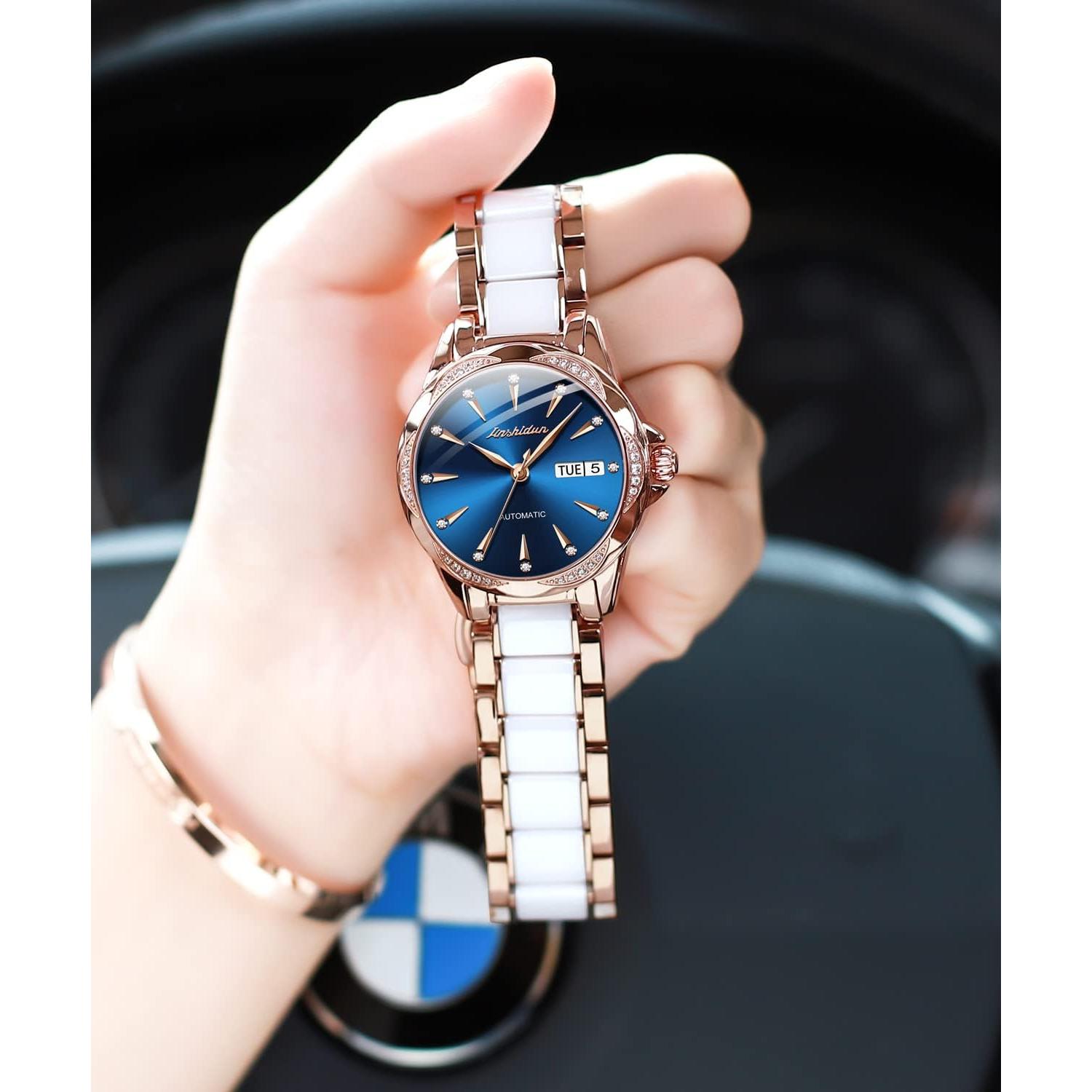 Reloj Automático de Pulsera OLEVS para Mujeres Oro Rosa Cerámica