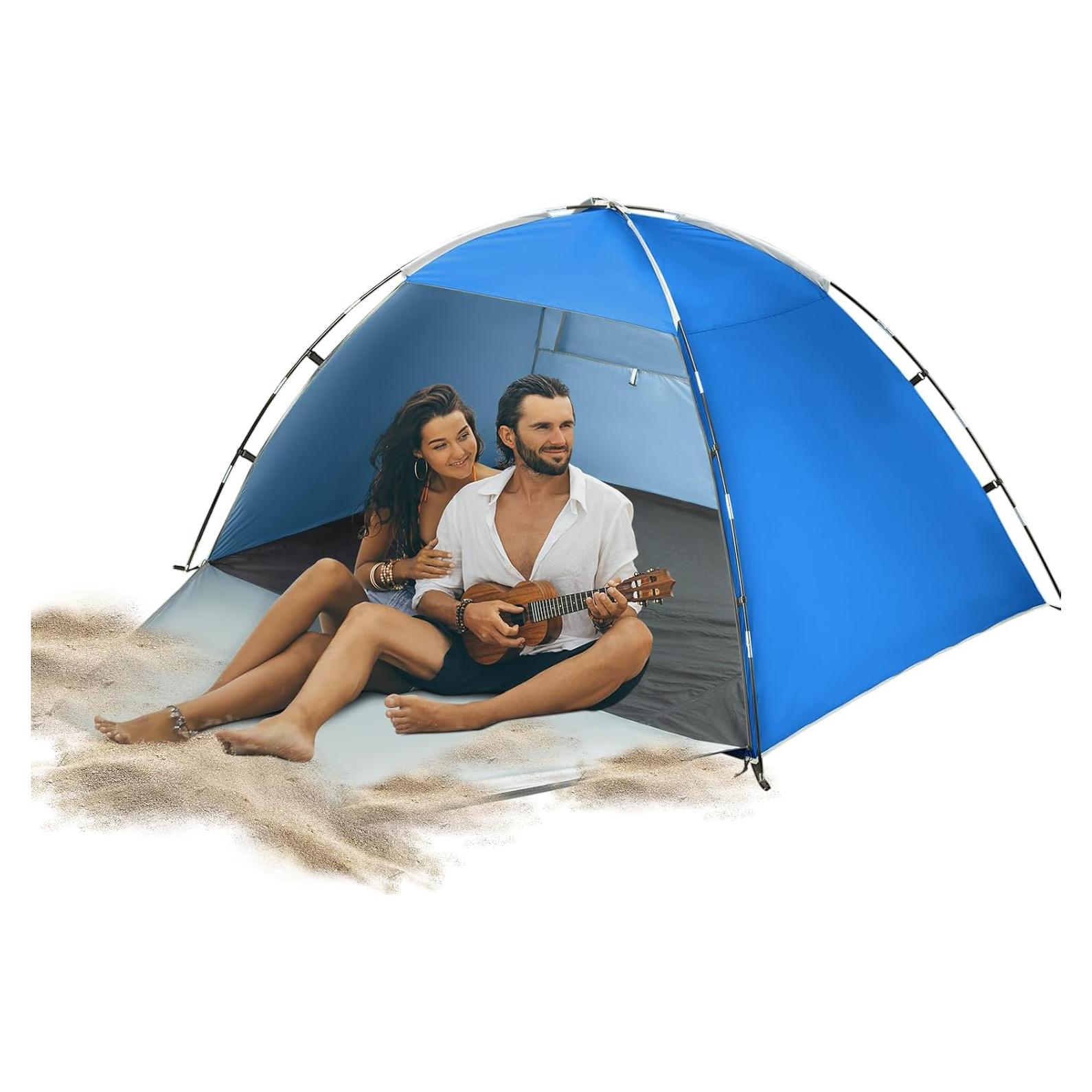 Tienda de Playa Forceatt para 2-4 Personas UPF50+ Azul