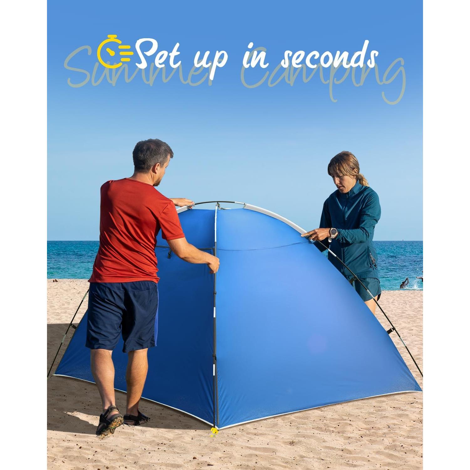 Tienda de Playa Forceatt para 2-4 Personas UPF50+ Azul