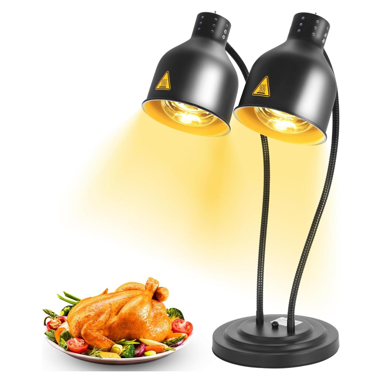 Lámpara de Calor WICHEMI 500W Doble Cabeza Ajustable para Alimentos