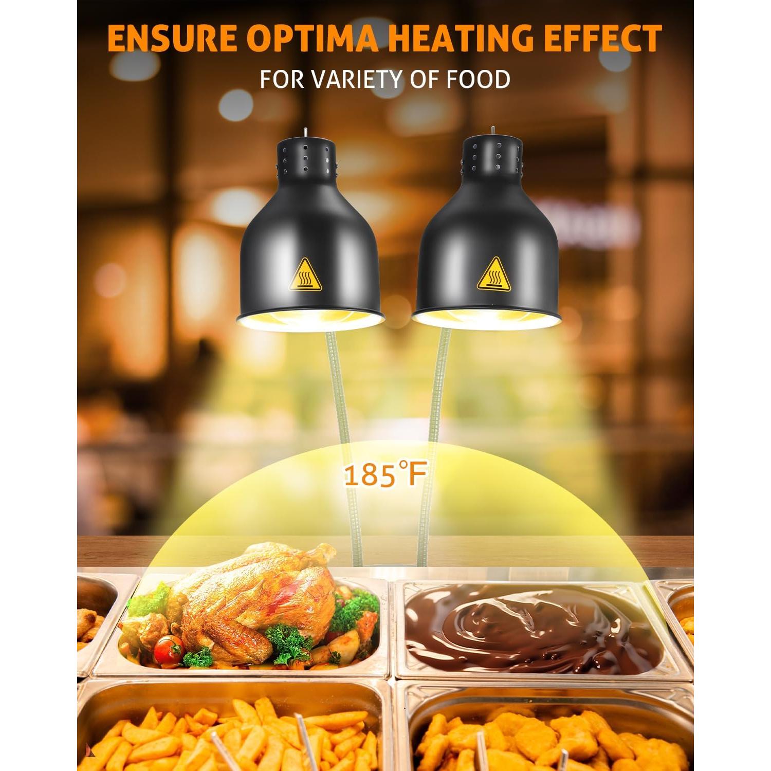 Lámpara de Calor WICHEMI 500W Doble Cabeza Ajustable para Alimentos