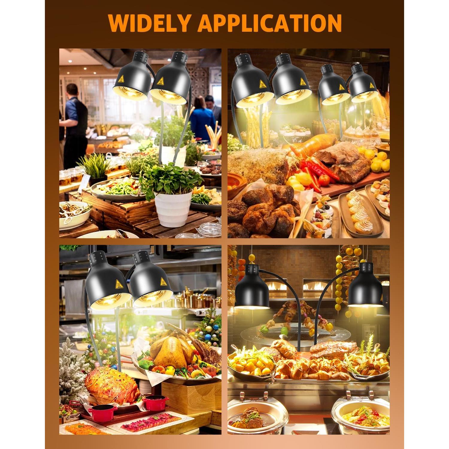 Lámpara de Calor WICHEMI 500W Doble Cabeza Ajustable para Alimentos