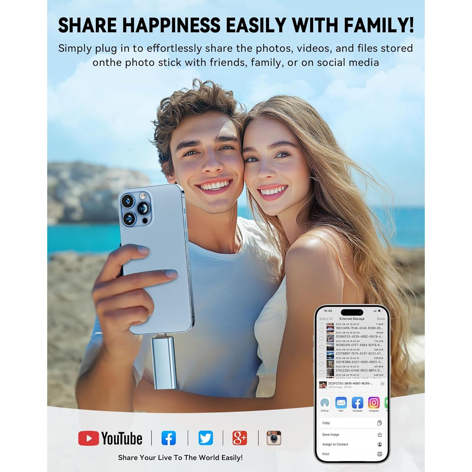 Unidad Flash USB 256GB ROSPE MFi para iPhone y Android