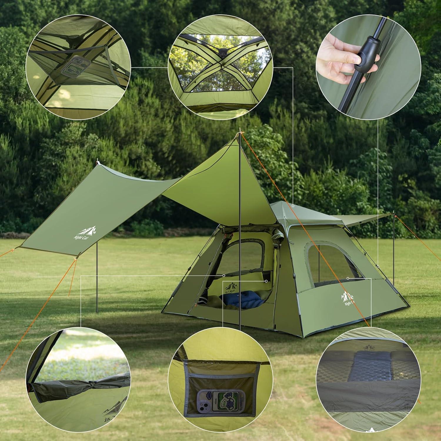 Tienda de Camping Night Cat 3 Personas Impermeable 210x210 cm