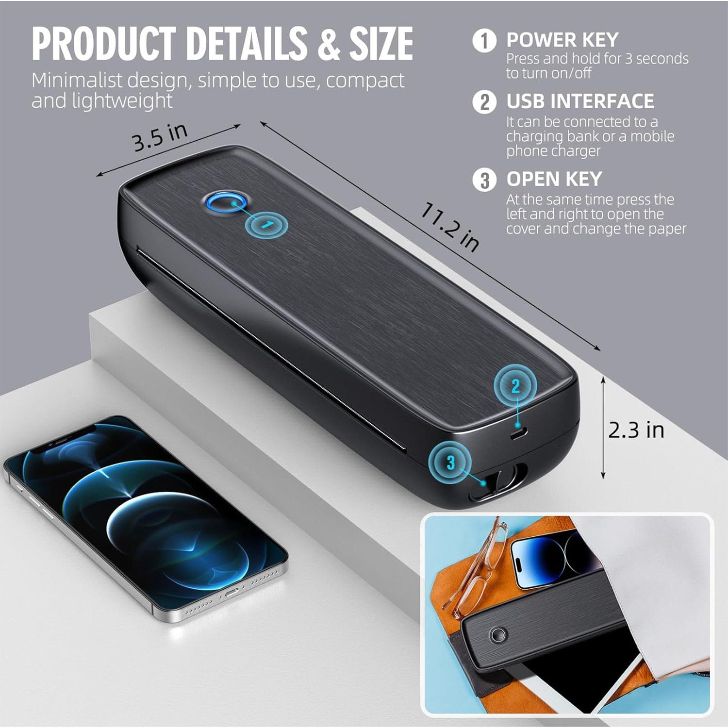 Impresora Portátil Inalámbrica Aixiqee A80 Térmica A4