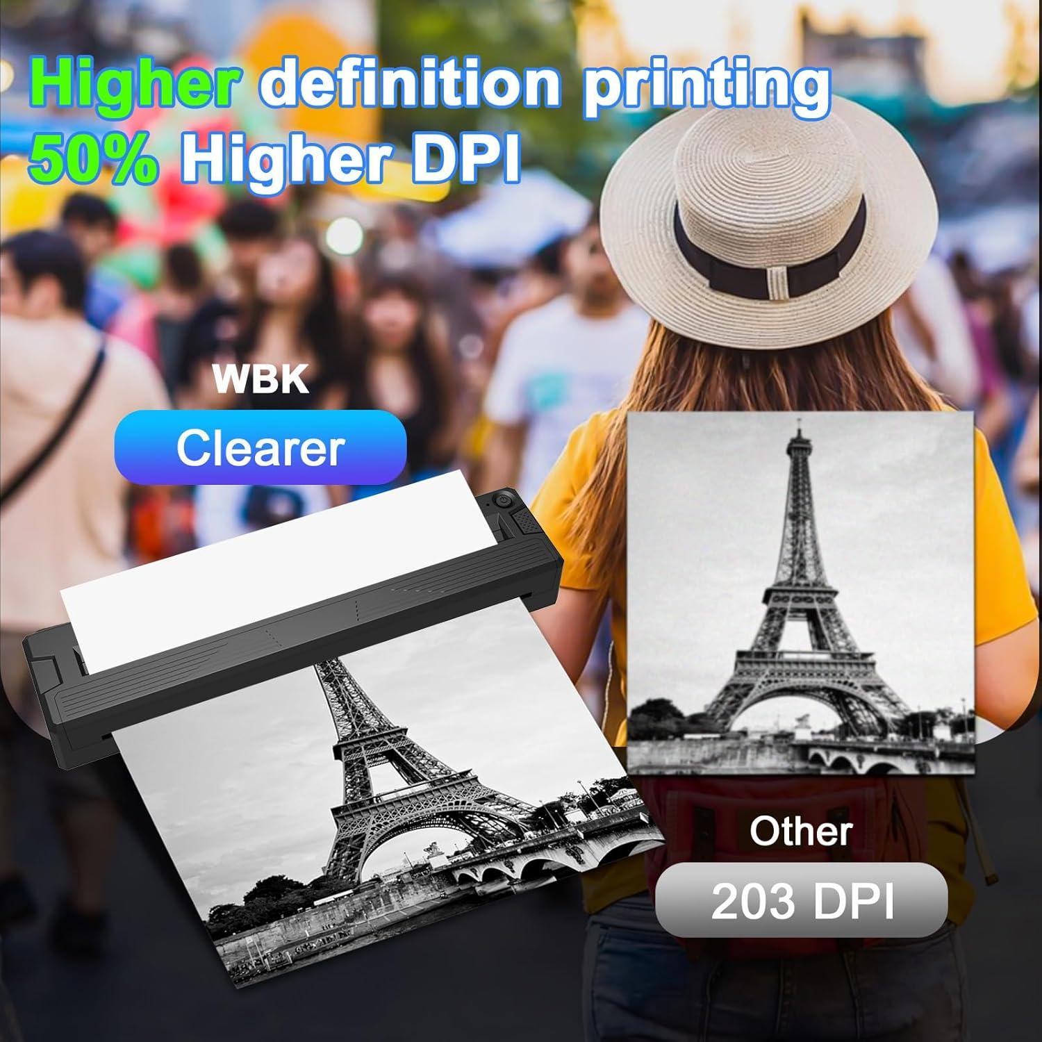 Impresora Térmica Portátil WBK T11 Inalámbrica Bluetooth A4