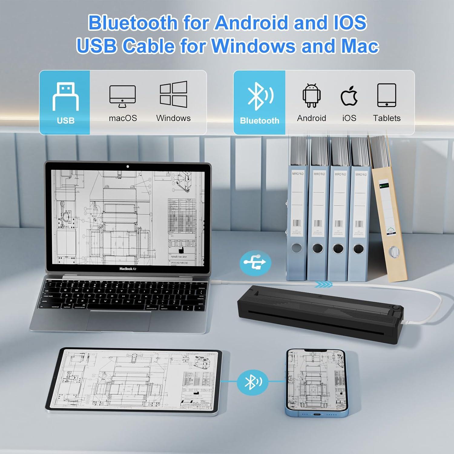 Impresora Térmica Portátil WBK T11 Inalámbrica Bluetooth A4