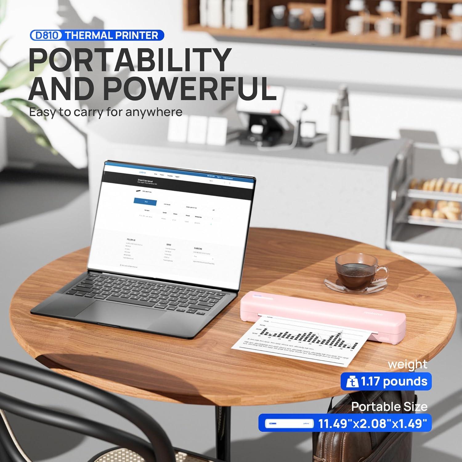 Impresora Portátil POLONO D810 Inalámbrica Sin Tinta Rosa