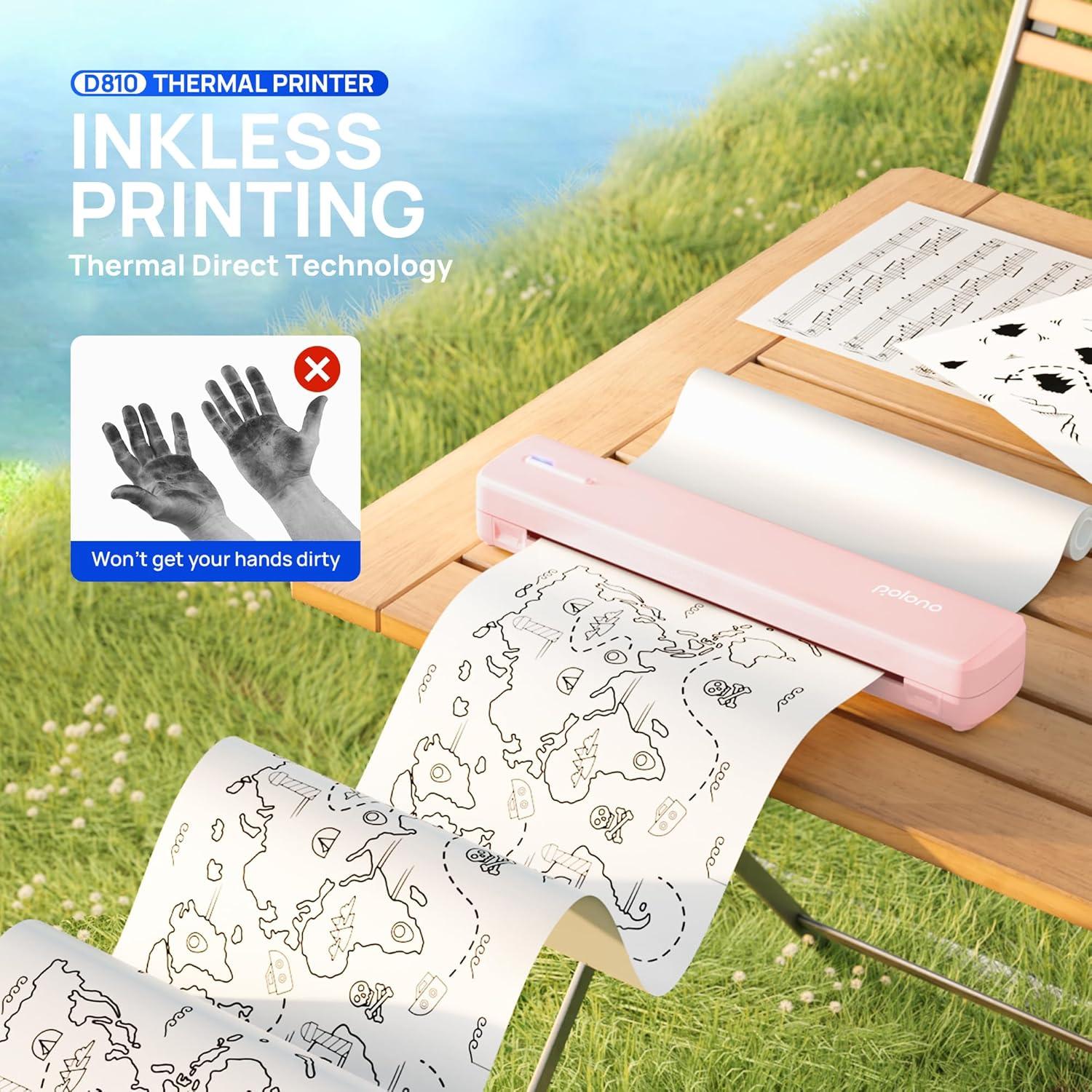 Impresora Portátil POLONO D810 Inalámbrica Sin Tinta Rosa