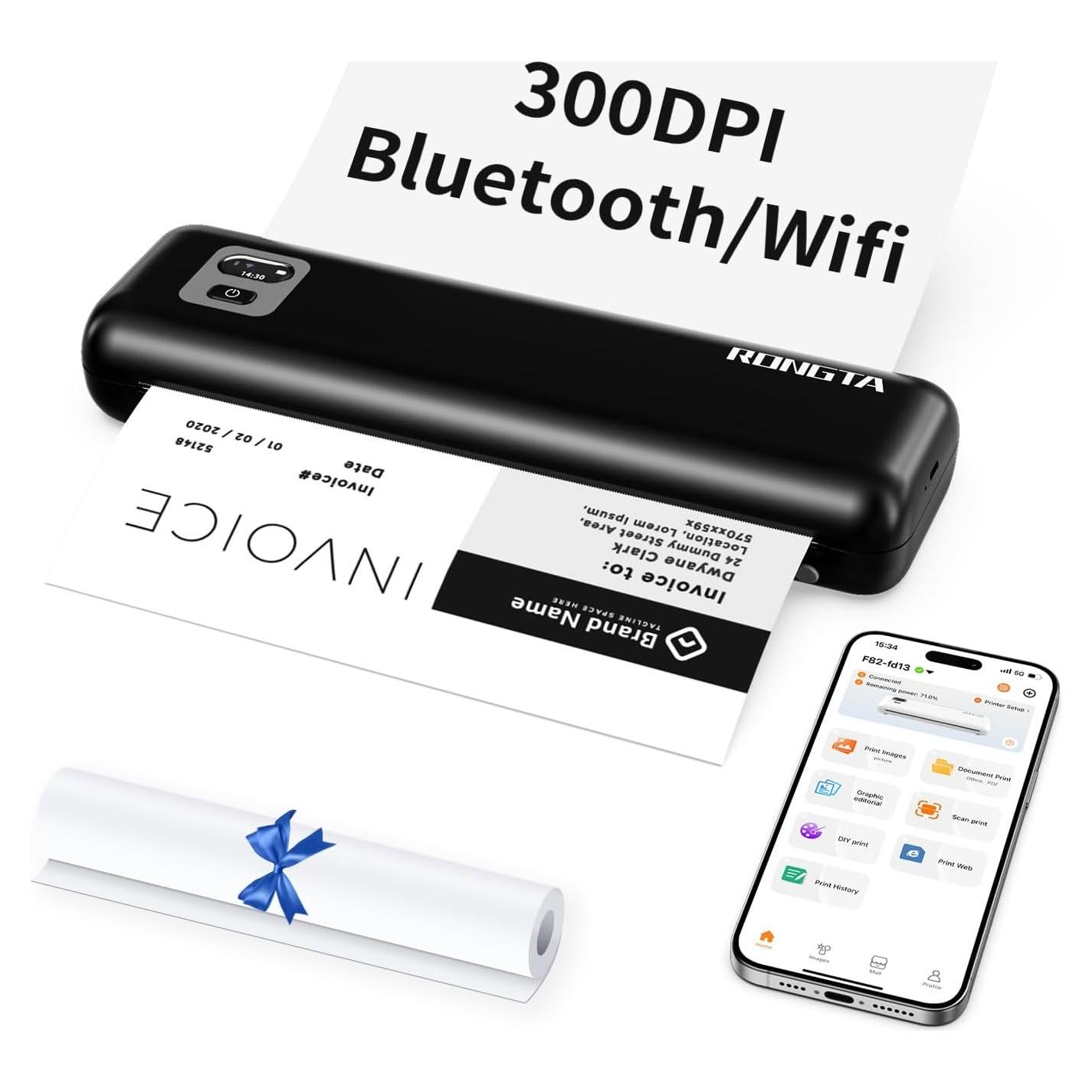 Impresora Térmica Portátil RONGTA F82 WiFi Bluetooth 300DPI