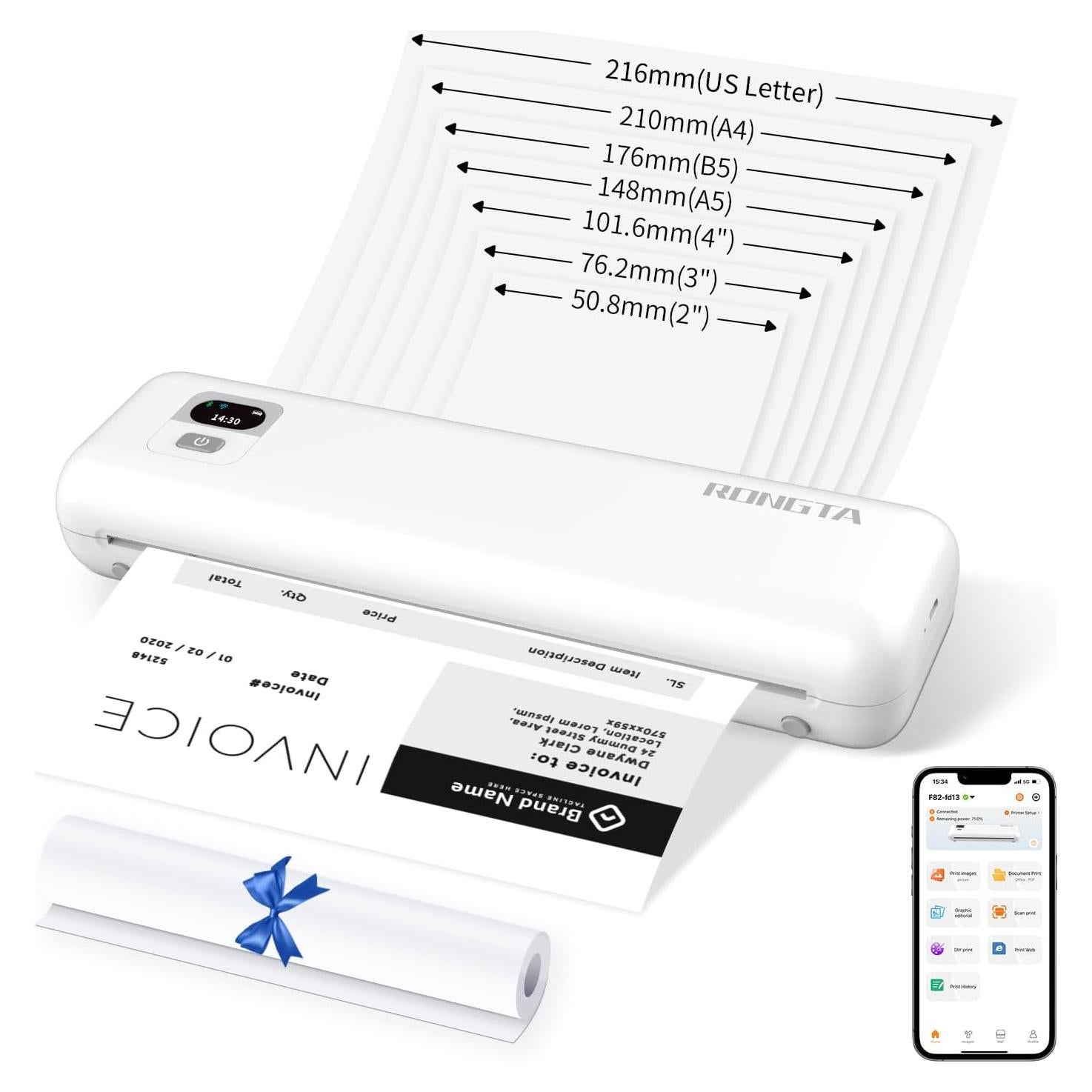 Impresora Térmica Portátil RONGTA F82 WiFi/Bluetooth 300DPI