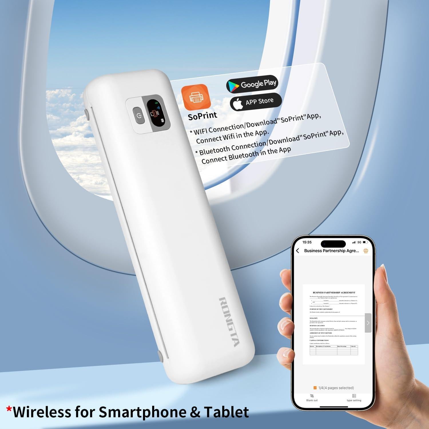 Impresora Térmica Portátil RONGTA F82 WiFi/Bluetooth 300DPI