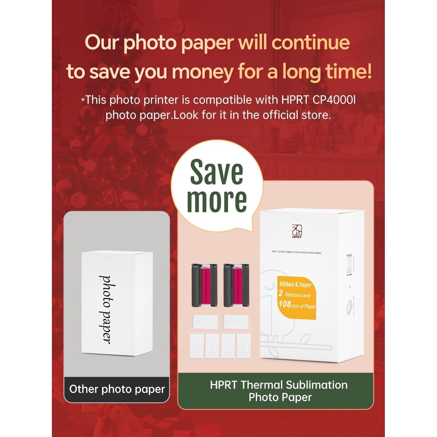 Impresora de Fotos HPRT CP4100 Beige + 108 Hojas 4x6