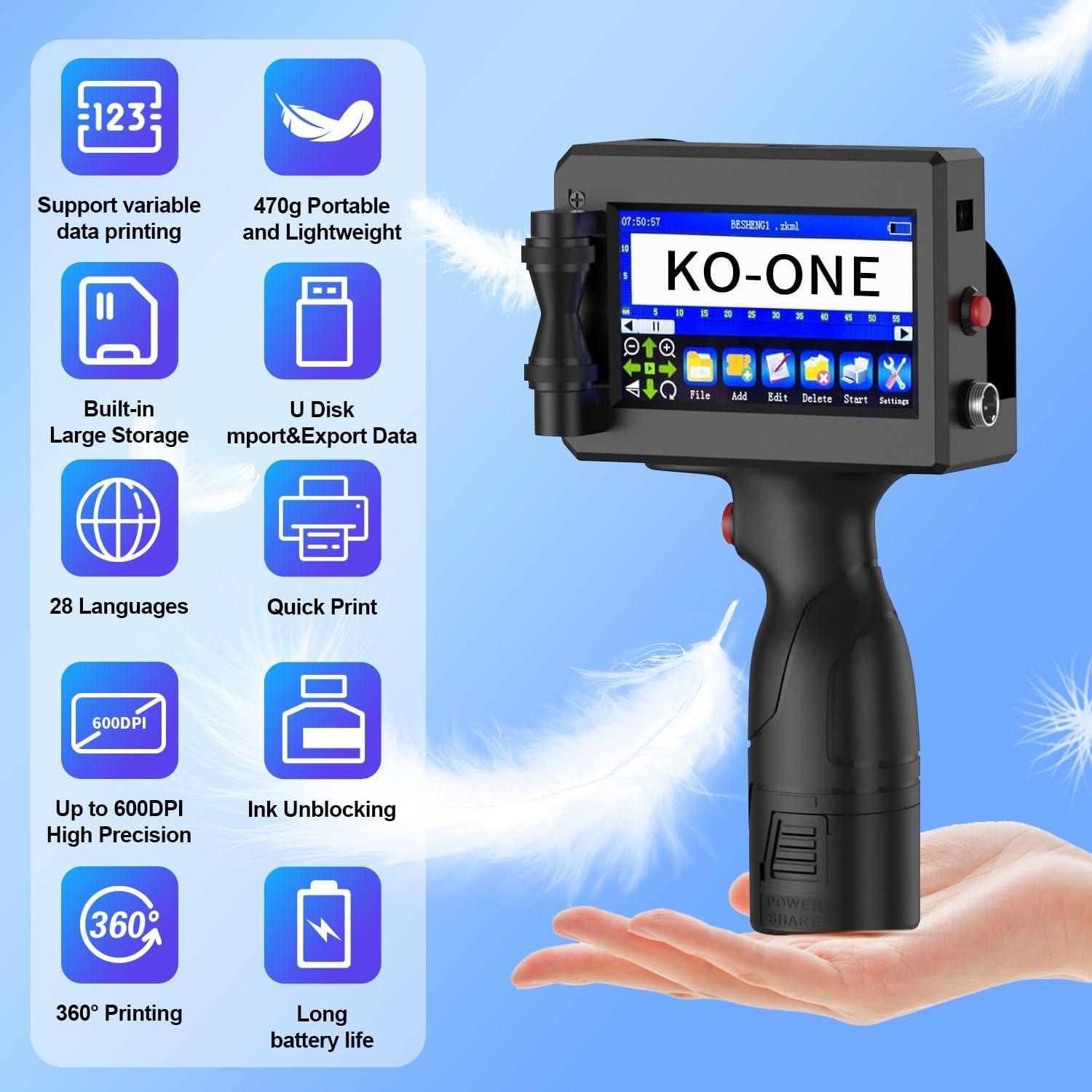 Impresora de Inyección de Tinta Portátil KOONE P100 12.7mm