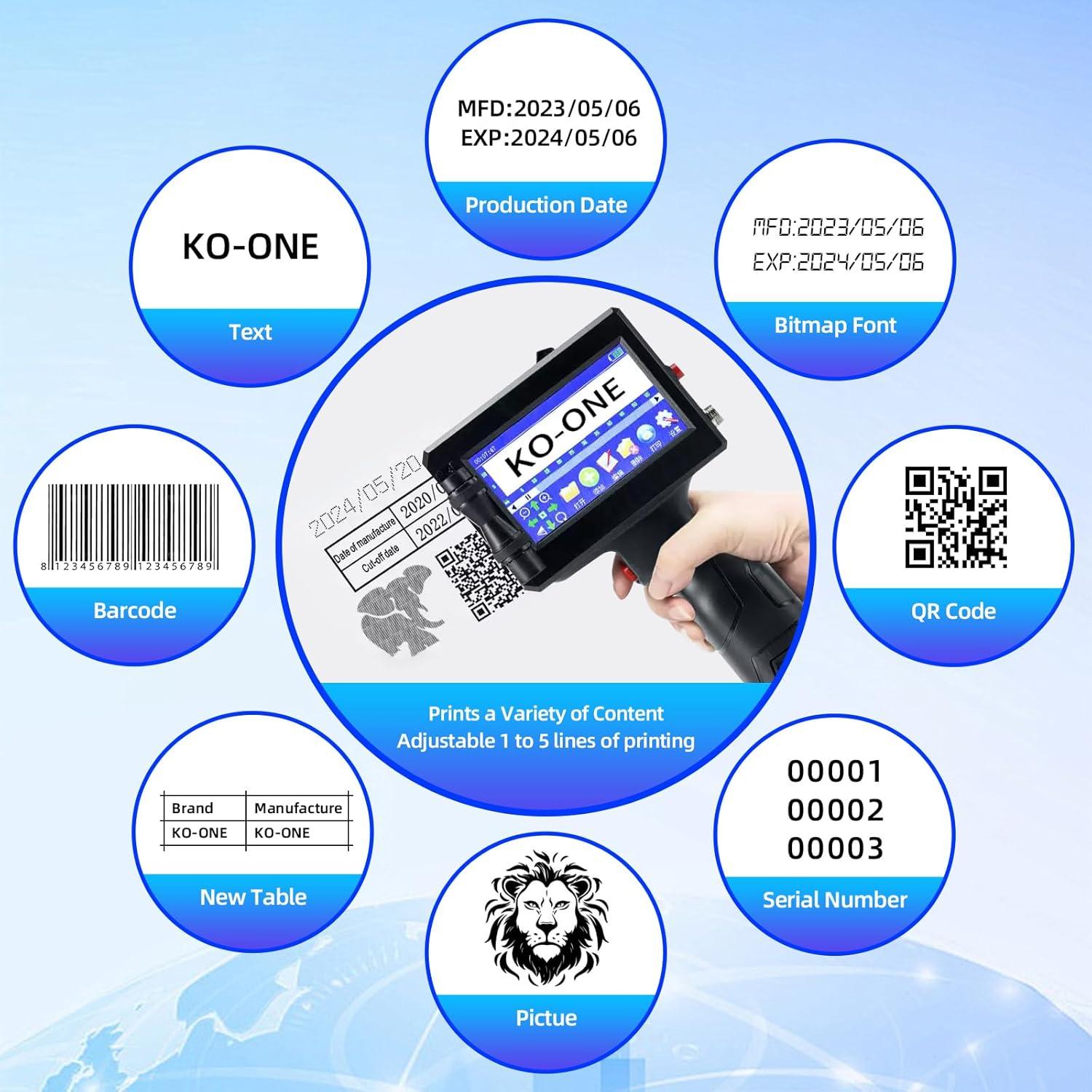 Impresora de Inyección de Tinta Portátil KOONE P100 12.7mm