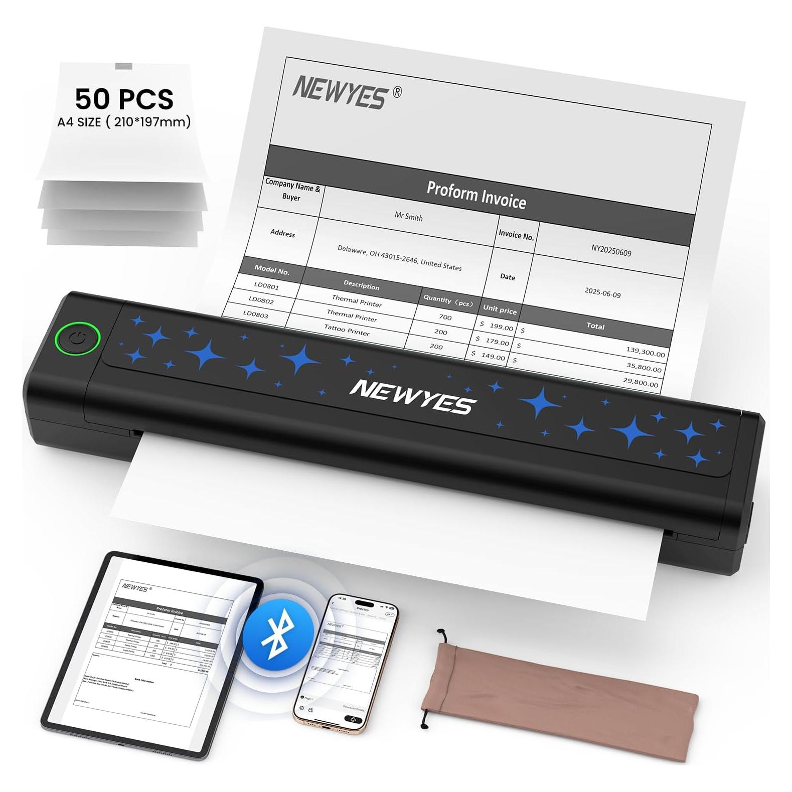 Impresora Térmica Portátil NEWYES LD0803 Bluetooth A4 Carta