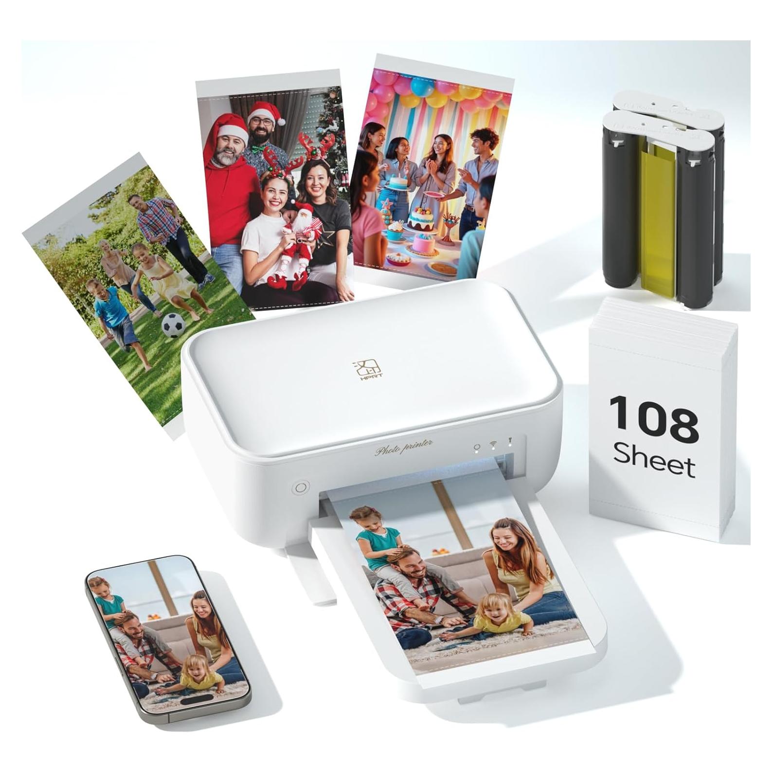 Impresora de Fotos HPRT CP4100 Blanca + 108 Hojas 10x15 cm