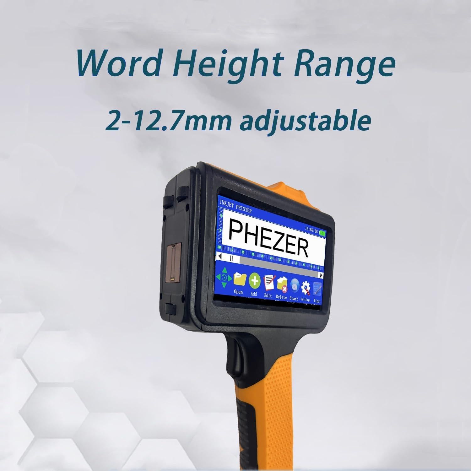 Impresora de Inyección de Tinta Portátil Phezer P19 - 2-12.7mm