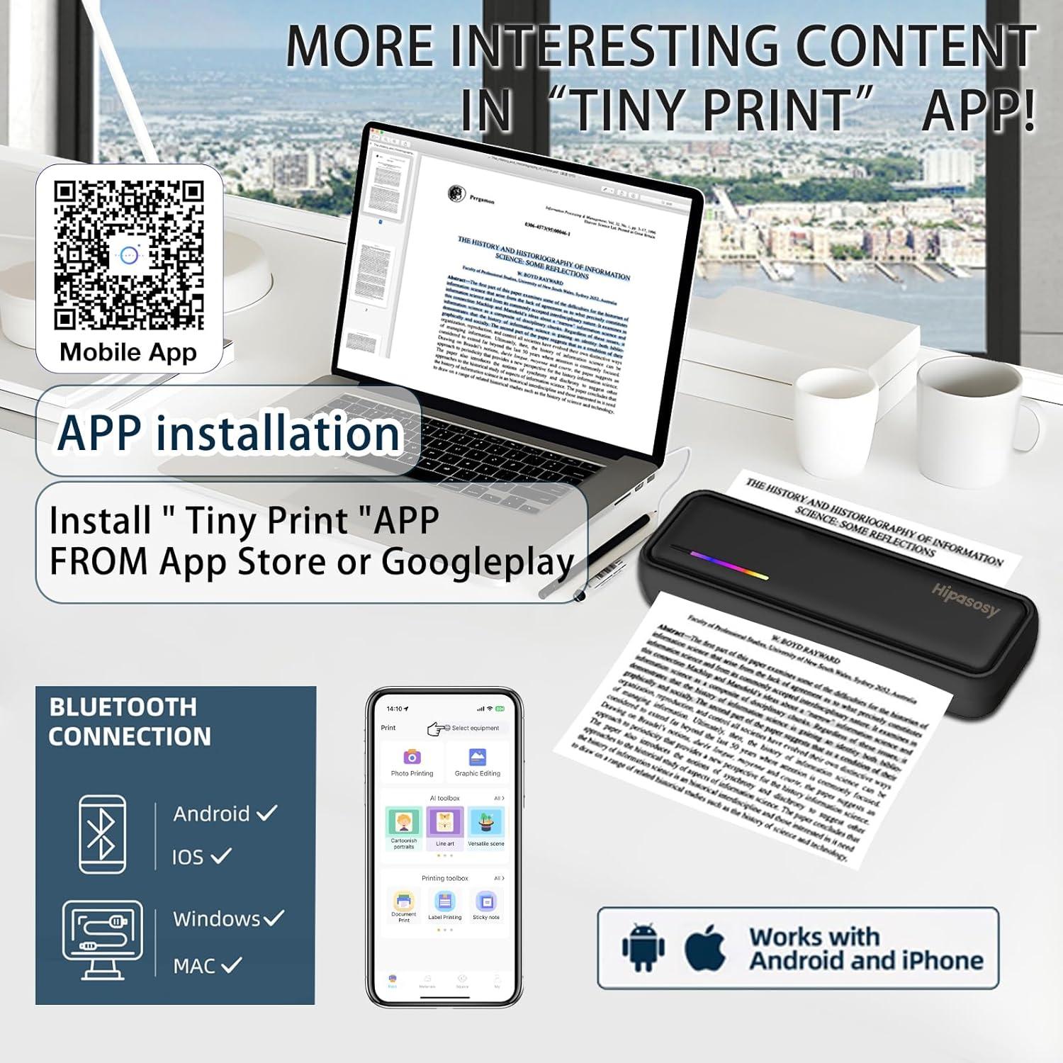 Impresora Térmica Portátil Hipasosy X9 - Bluetooth, Sin Tinta, A4