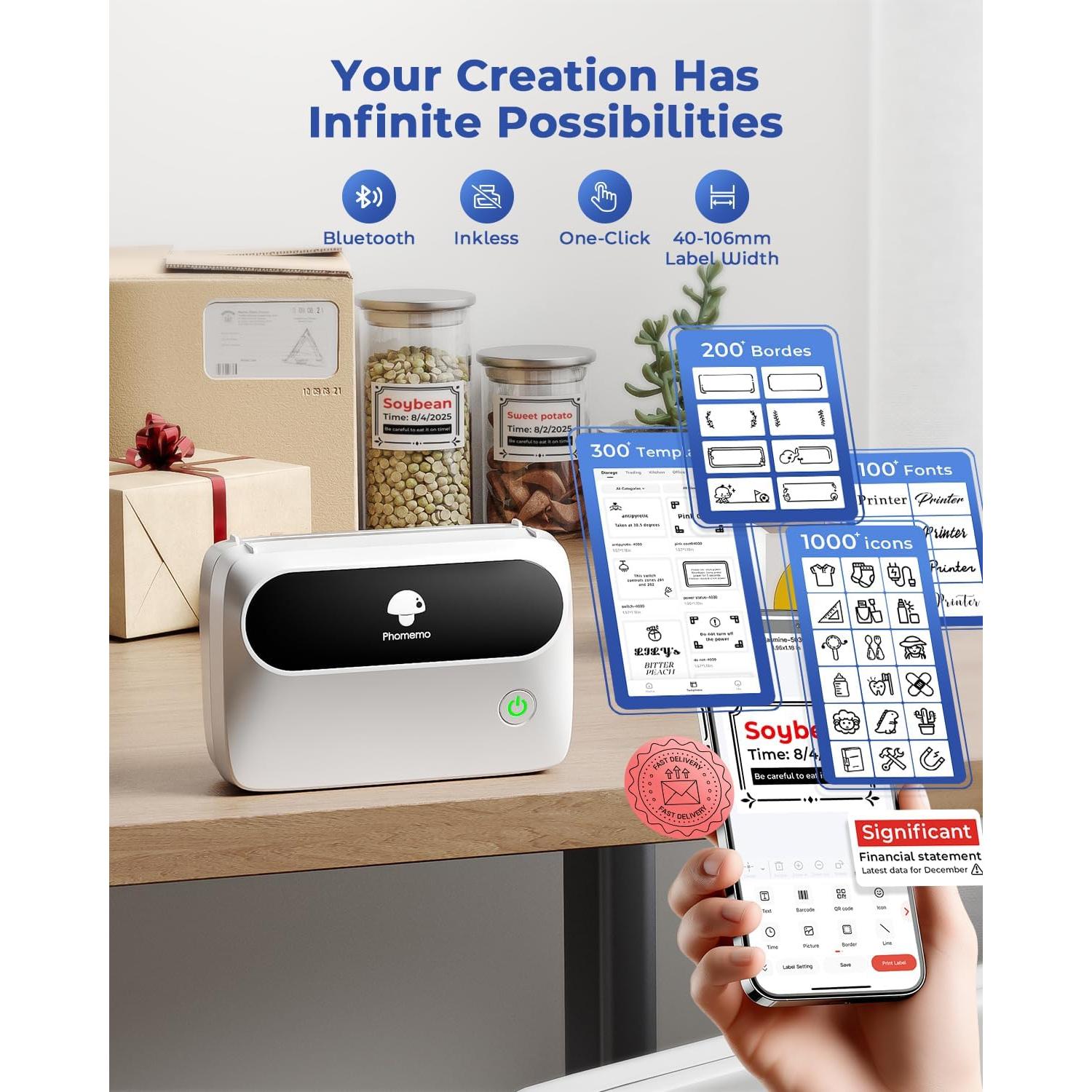 Impresora de Etiquetas Térmica Phomemo M421 4x6 Bluetooth